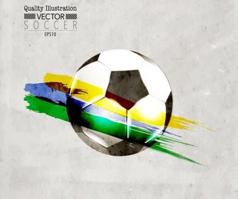 Vektor Sepak Bola Dengan Bendera Brasil