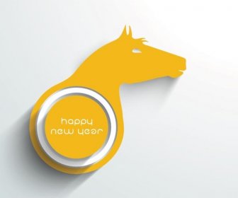 Vektor Orange Jahr Der Pferd-Symbol-Grußkarte