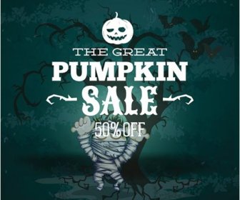 Vector Pumpkin Sale Off Poster Template