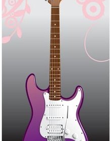 灰色の背景に紫のエレク トリック ギターをベクトルします。