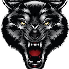 現実的なオオカミ ヘッドのベクトルのロゴ