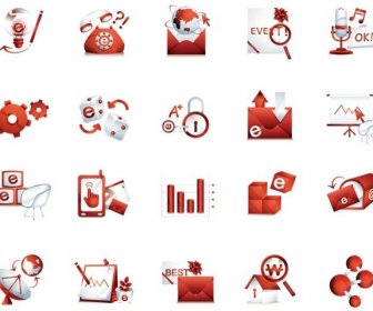 Conjunto De Iconos De Vector Rojo Degradado E Comercio Web