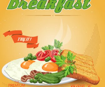 Vector Retro Breakfast Poster Design Graphic