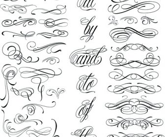 ชุดเวกเตอร์องค์ประกอบ Calligraphic ย้อนยุค