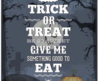 Vector Retro Pumpkin Halloween Poster Template Illustration