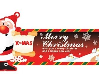 Vector Santa Claus Distributing Gift Merry Christmas Card Banner