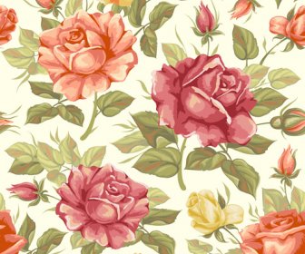 Nahtlose Retro Blumen Muster Vektorgrafik