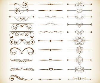 векторный набор элементов декора каллиграфического дизайна