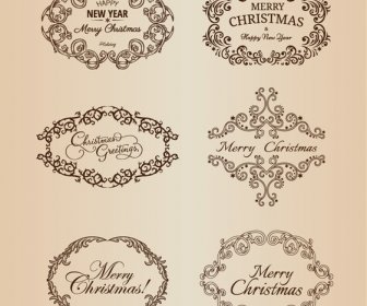 Vector Set Of Christmas Decoration Frame Elements