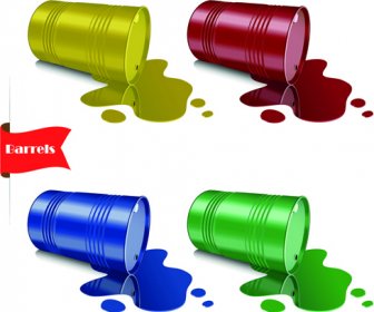 Vector Set Of Colored Barrel Vector