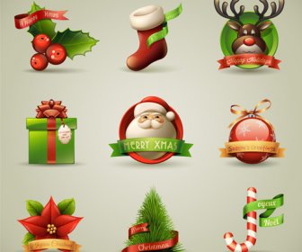 Vector Set Of Different Xmas Icons Elements