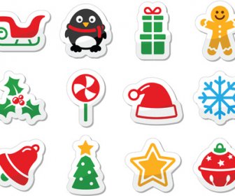 Conjunto De Vetores De Diferentes Elementos De ícones De Natal