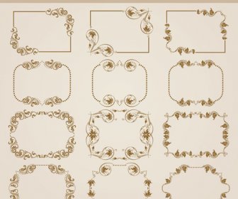 مجموعة ناقلات لتصميم إطارات زخرفية نباتية