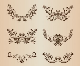 Vector set elemen bunga ornamen dekoratif