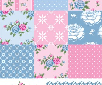 Vector Set Of Floral Seamless Pattern