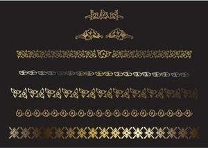 Vector Set Of Golden Ornaments And Patterns Elements