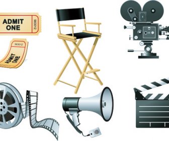 Vector Set Of Icons 3d Movies Elements