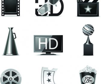 Векторный набор иконок 3d фильмы элементов