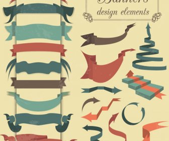 Vector Set Of Ribbon Vintage Banners