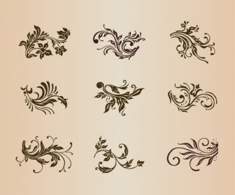 Vector Conjunto De Elementos De Ornamento Floral Vintage De Diseño