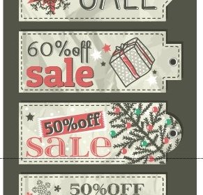 Vector Set Of14 Christmas Sale Tags Design