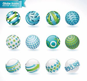 Векторный набор 3d глобус абстрактный логотип иконок