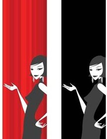 Vector Silhouette Beautiful Girl Giving Presentation Verticle Banner