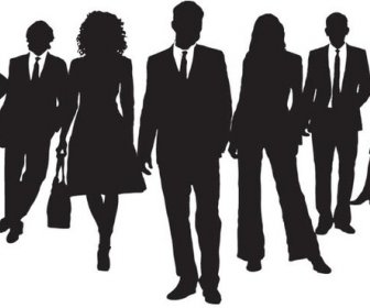 Vektor Silhouette Bisnis Pria Dan Wanita Kelompok
