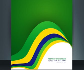 벡터 세련 된 웨이브 브로슈어 서식 파일 브라질 깃발 개념에 대 한 아름 다운 디자인