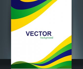Vektor Bergaya Gelombang Brosur Template Untuk Brasil Bendera Konsep Desain Yang Indah