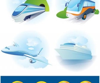 Vector Travel Transportation Icon Set