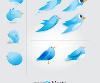 Vector Twitter ícones De Aves