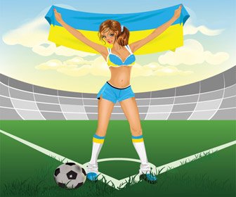 ユーロ カップでウクライナ サッカー少女をベクトルします。