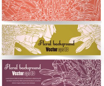 Vector Vintage Floral Banners Set