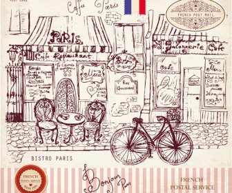 Vektor-Vintage Paris Stil Postkarte
