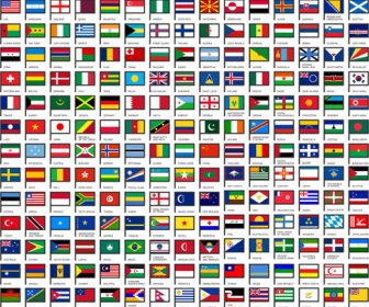 Vektor Dunia Flags Desain Elemen Set