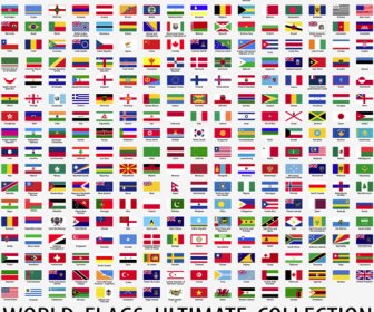 世界各國的國旗設計元素向量