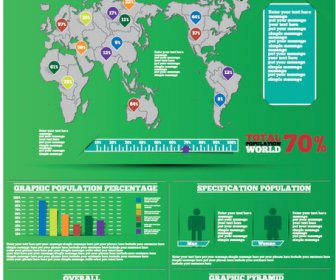 dunia orang penduduk Infografis desain elemen vektor