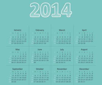 Vector14 所有月份綠色日曆範本