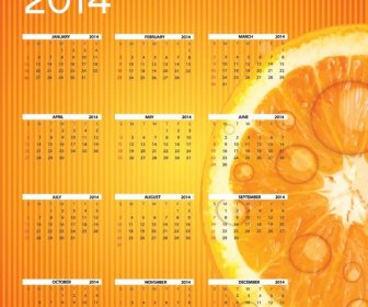 Vector14 オレンジのカレンダー テンプレート