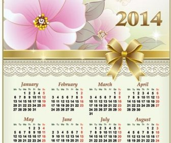 Plantilla De Calendario De Flores Vintage De Vector14