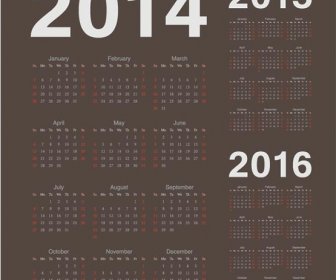 Plantilla De Calendario De Año Vector141516