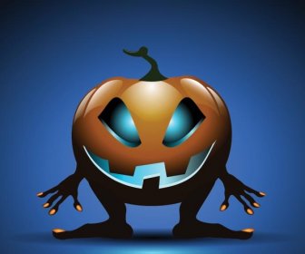 Vector 3D Halloween Con Fondo Azul