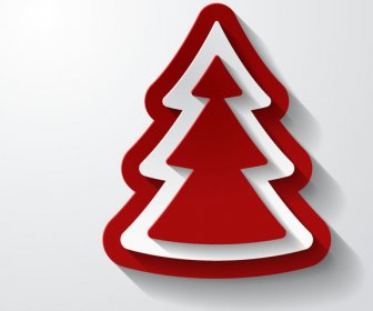 Vektor 3d Merah Putih Pohon Natal