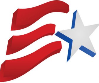 Vektor 4 Juli Ikon Bendera Kemerdekaan Amerika