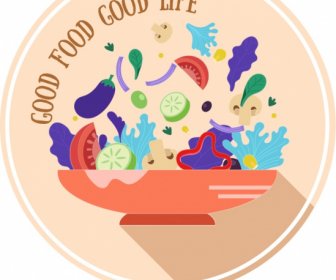 Sebze Mutfağı Etiket şablonu Renkli Dinamik Tasarım