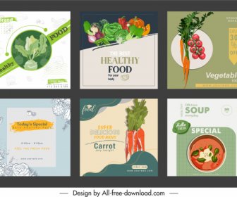 Vegetable Food Advertising Banner Colored Classical Handdrawn Decor