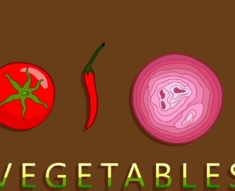 Vegetable Ingredients Background Multicolored Icons