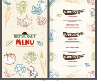 蔬菜菜单模板五颜六色的平手绘装饰