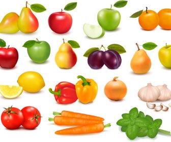 野菜と果実のデザイン要素ベクトル